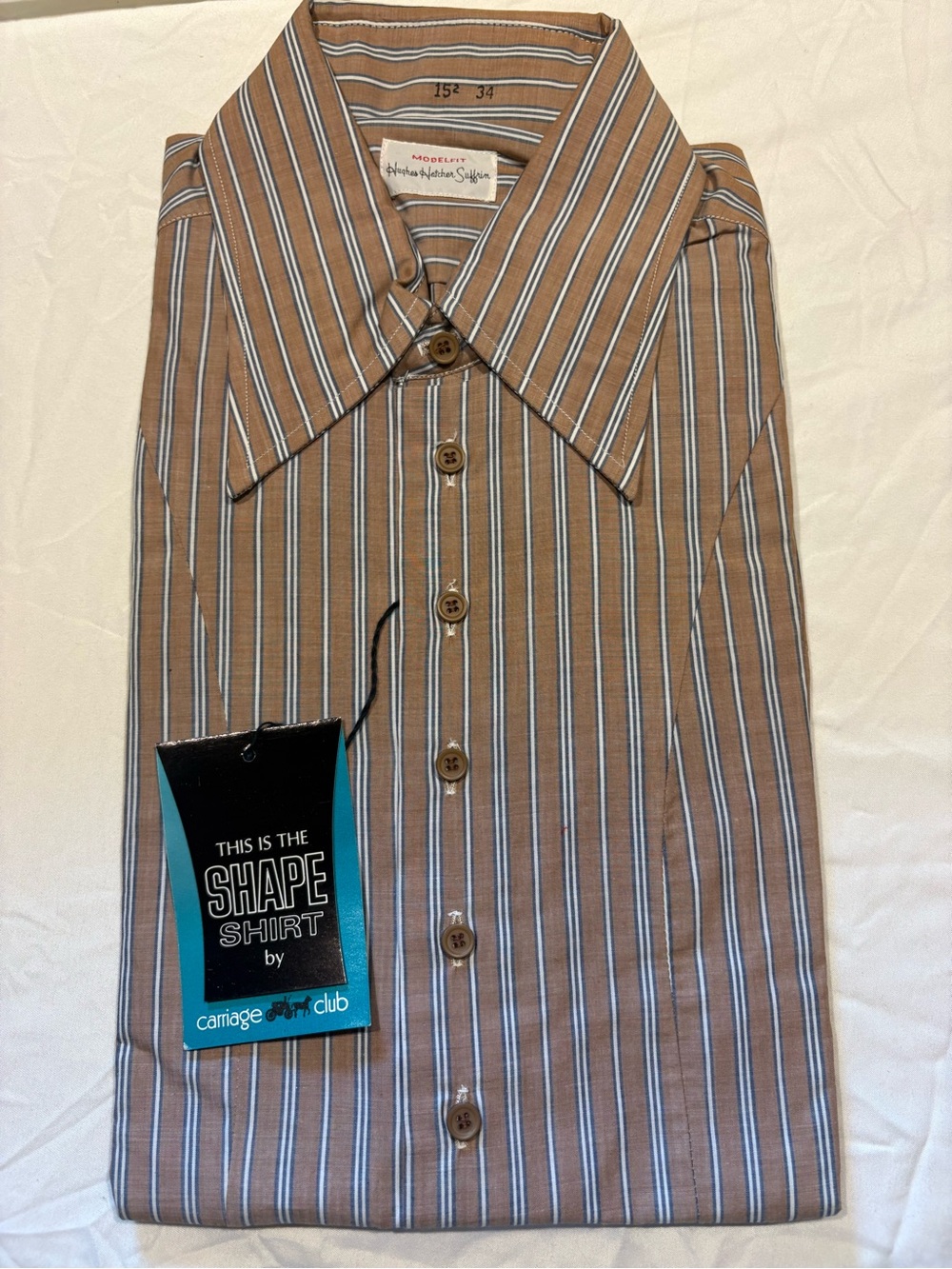 Men's Tan Stripe Dress Shirt - Shape Fit